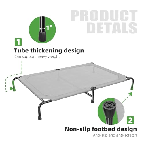Raised Dog Bed for Extra Large Dogs (60.25"L x 37.25"W x 8"Th / Grey)