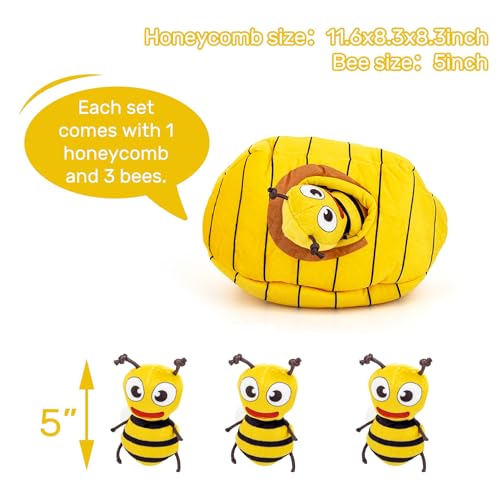 Squeaky Hide and Seek Dog Toys for Small and Medium Dogs (Bees)