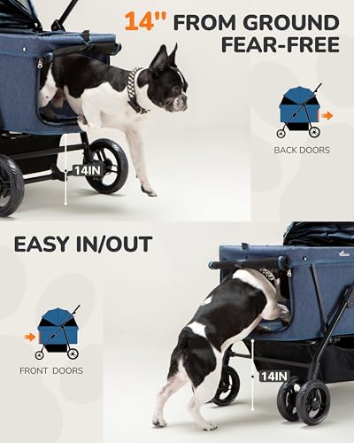 Dog Stroller for Large & Medium Dogs (Navy Blue)