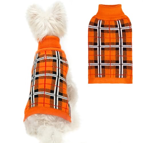 Dog Sweaters for Large Medium Small Dogs (S/M - Chest 19", Back 14" / Reddish Orange)