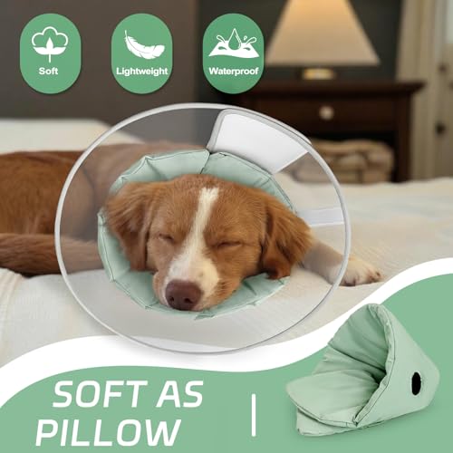 Dog Cone Collar with Soft Liner to Stop Licking (Green / XS(Depth: 6.1, Girth: 9.5-11.5 ))