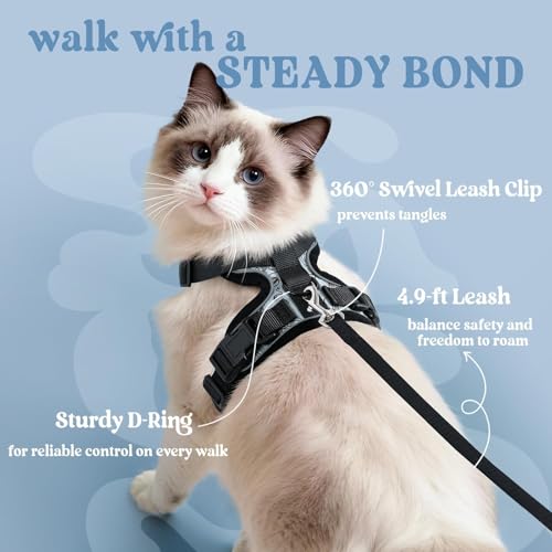 Cat Harness and Leash Set (S / Doodle Gray)