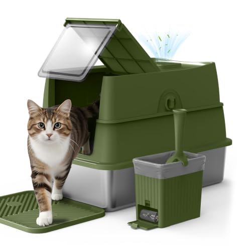 Stainless Steel Litter Box (Olive Green / X-Large)