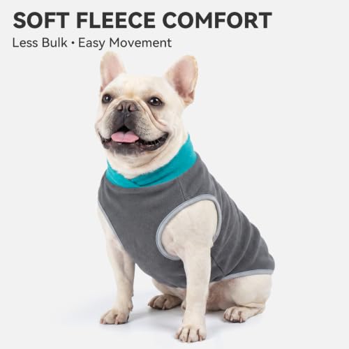 2 Pack Fleece Dog Sweater Pullover Lightweight Reflective Jacket (Medium / 1# Teal & Grey)