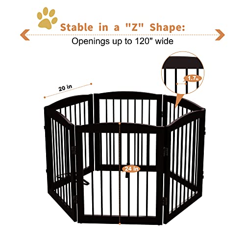 Freestanding Pet Gate for Dogs (24" Height-6 Panel / Dark Brown)