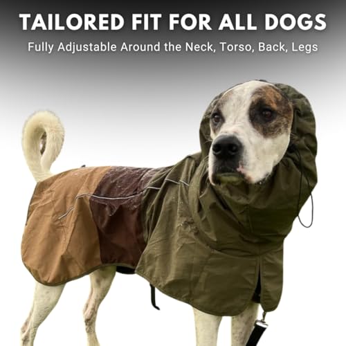 Dog Raincoat Waterproof Rain Jacket w (Green Brown Tan / Small)