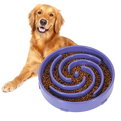 Slow Feeder Large Dog Bowls for Large Medium Dog Non Slip Maze Puzzle Bowl Pet Slower Food Feeding Dishes Interactive Bloat Stop Dog Bowl Preventing Choking Healthy Dog Bowl (Large / I-lavender)