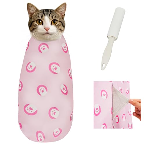 Cat Grooming Wrap for Nail Trimming (XL-31.5in ( Weight:＜ 25lbs ) / PinkPaw)
