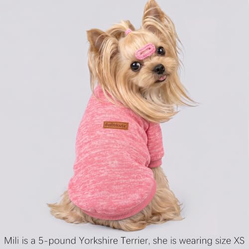 1 Pack Dog Sweater for Small Dogs Girl Boy Winter Fleece Clothes Warm Soft Dog Sweatshirt Outfit for Dogs Cats Pet Apparel (Pink / L (Back: 15.7", Chest: 19.6", 14-18 lbs))