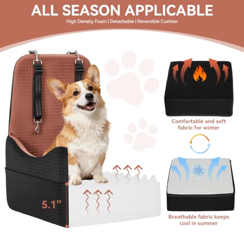 Dog Booster Car Seat with Patented Safety System (Black/Brown / Medium)