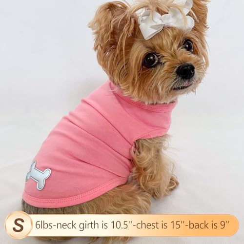 2Pack Cotton Dog Shirt for Small Dogs Soft Striped Tank Top (Small (4-7lbs) / 01# 2Pack (Pink+Striped))