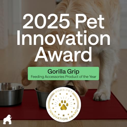 Dog Food Mat 100% Waterproof Silicone (Red / 23"l X 15"w)