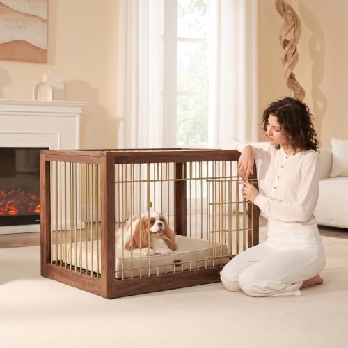 Large Memory Foam Dog Crate Bed Washable (Beige / 35*23*3 Inches)