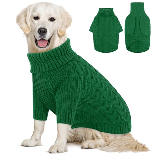 Medium Dog Christmas Sweater Warm Soft Cable Knit Dog Sweater (Medium / Green)