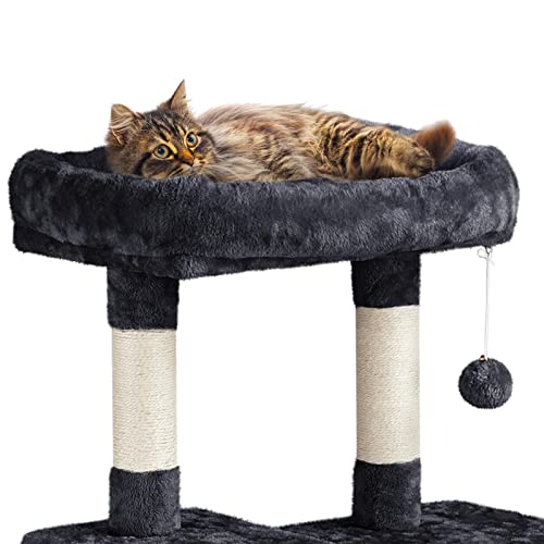 63in Sturdy Large Cat Tree for Indoor Heavy Cats (Black / 63in)