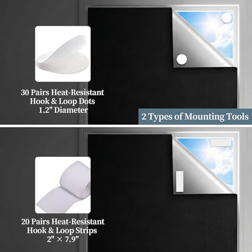 Temporary Blackout Blinds Portable Window Shade for RV (59"W x 39"H)