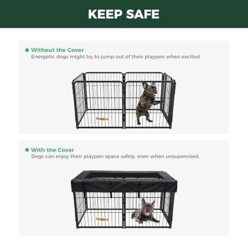 Homeplus Indoor Dog Playpen with Mesh Top Cover (Black / 24"H)
