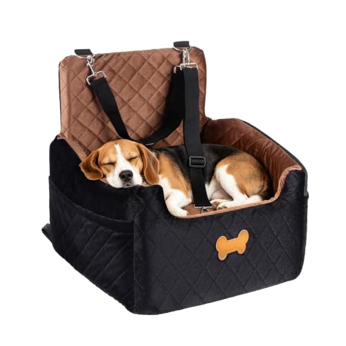 Dog Car Seat for Small Dogs (Brown/Black / Medium)
