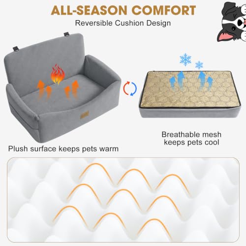 Dog Car Seat for Large Medium Sized Dogs Under 55 lbs (Light Grey / Medium/Large)