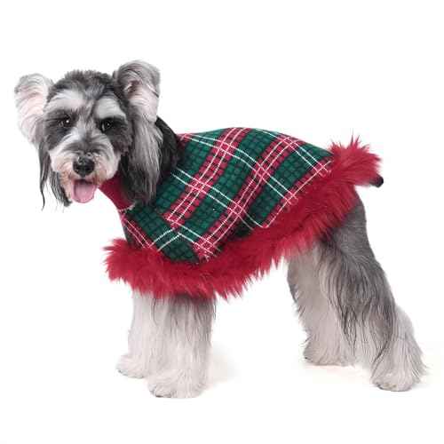 Dog Sweater Cloak (X-Large(Back Length 16") / Red Plaid)