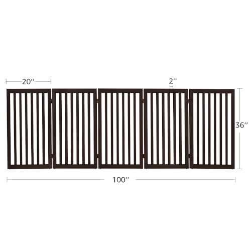 36”H Free Standing Pet Gate for Dog Cat (Espresso / 100"W×36"H)