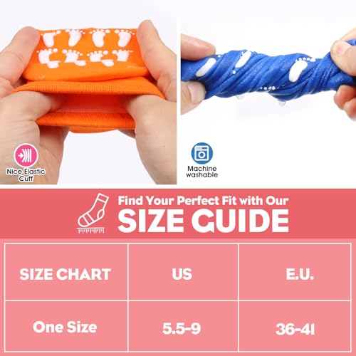 12 Pairs Grip Socks for Women & Men (5.5-9 / Foot Pattern/Multicolor(12 Pairs))
