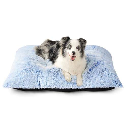 Fluffy Dog Crate Bed (Blue / 41 x 27.5)