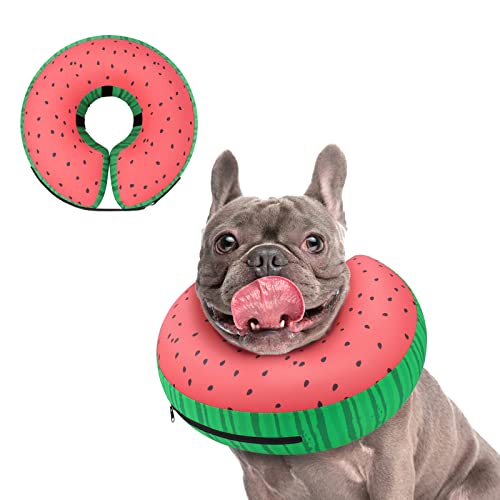 Inflatable Dog Cone Collar for Large Medium Small Dogs (Donut Red / M(Neck 9"-12.5"))