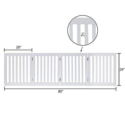 24”H Free Standing Pet Gate for Dog Cat (White / 80"W×24"H)