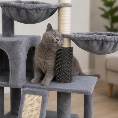 Cat Tree with Cat Condo and Two Hammocks (Small / grey2)