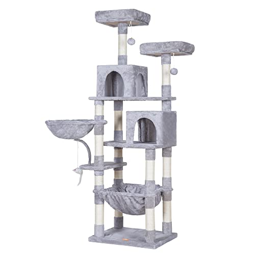 Cat Tree 70 inches Tall Cat Tower for Indoor Large Cats HCT032W (70.08 inch / Light Gray)