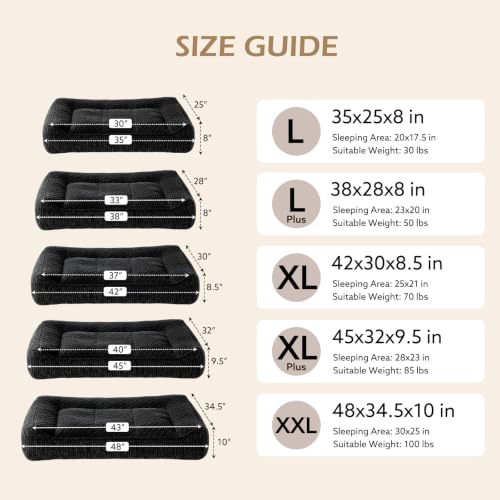 XL Orthopedic Dog Bed for Large Dogs (XL(42"L x 30"W x 8.5"Th) / Black)