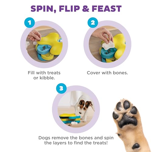 Nina Ottosson Dog Tornado Dog Toy Treat Puzzle (Dog Tornado (Yellow and Blue) / 1 Count (Pack of 1))
