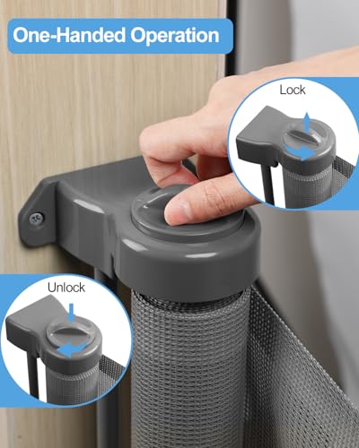 Retractable Baby Gate for Stairs (Gray / 33x118 Inch)