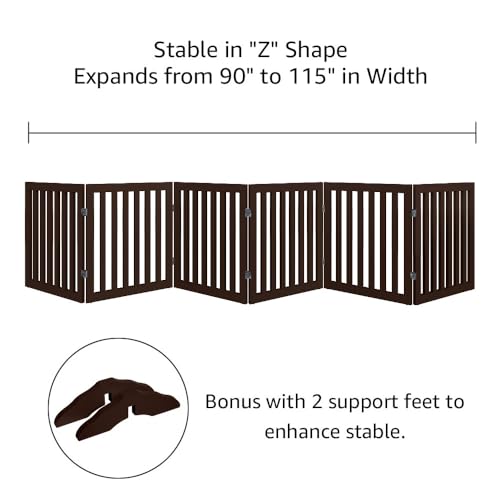 120" Extra Wide Pet Gate and Pet Playpen Combination for Dog Cat (Espresso / 120"W×24"H)