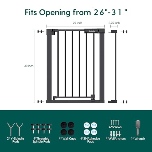 26 31 in Baby Gate for Stairs (Black / 26-31"W, 30"H)