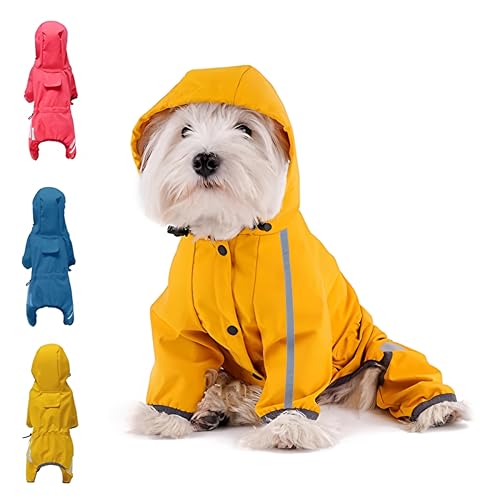 Dog Raincoat Waterproof Dog Rain Jacket with Hood (Yellow / Small)