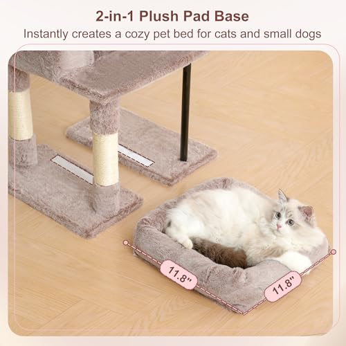 Cat Tree 45.3" Cat Tower for Indoor Cats with Large Perch HCT202SMU (45.3 inch / Muchroom)