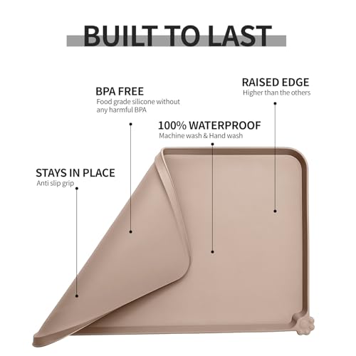Silicone Pet Feeding Mat (Taupe / 18.5" x 11.5")