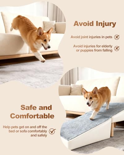 Dog Ramp for Couch Sofa&Low Bed (beige / 13.5" H)
