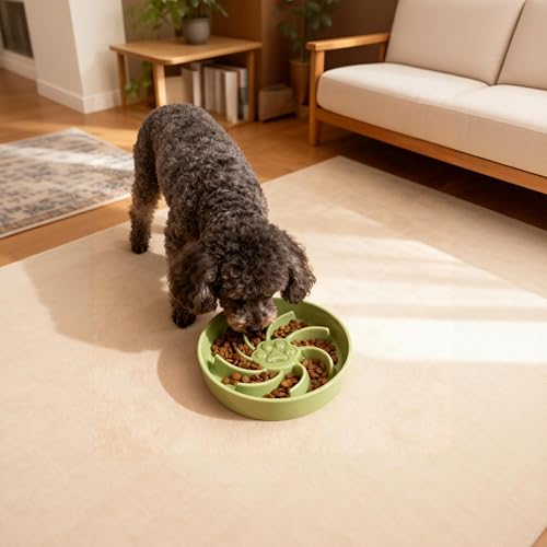 Ceramic Slow Feeder Dog Bowl (Green)
