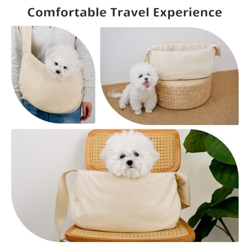 Dog Sling Carrier 15 lbs (Beige Sling / 15.7"L x 5.9"W x 8.6"H)