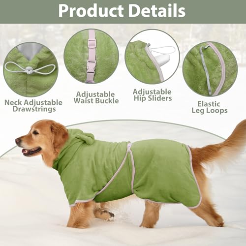 Dog Bathrobe Super Absorbent Towel Robe (Olive Green / Small)