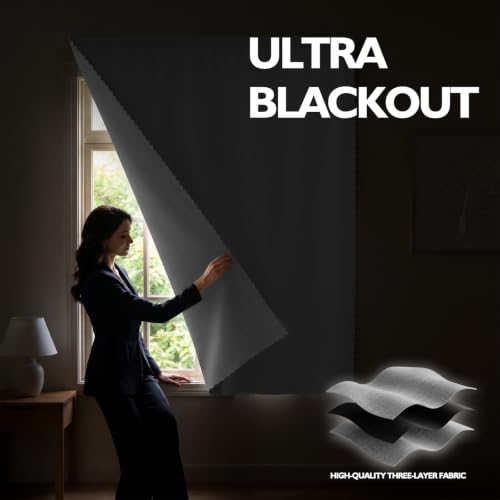 Blackout Curtains Adhesive (Light Grey / 47"W x 79"L (Pack of 1))