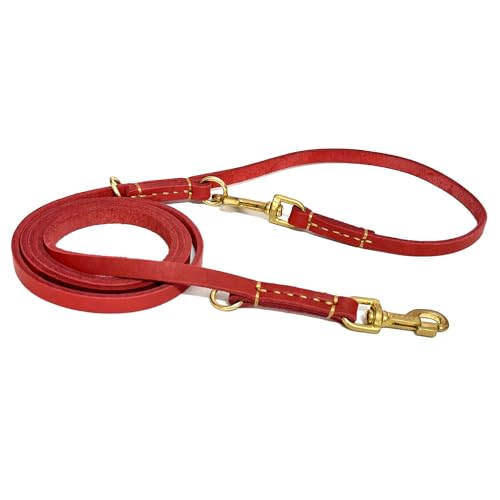 Soft Multi Function 6 in 1 Leather Training Walking Leash (Red / 8ft*5/8inch)