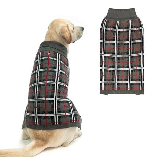 Dog Sweaters for Large Medium Small Dogs (S/M - Chest 19", Back 14" / Grey)