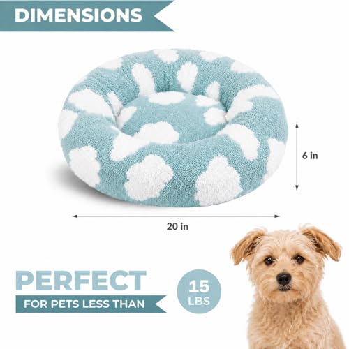 Cat Beds for Indoor Cats & Small Dog (Blue-White / 20.00" x 20.00" x 6.00")