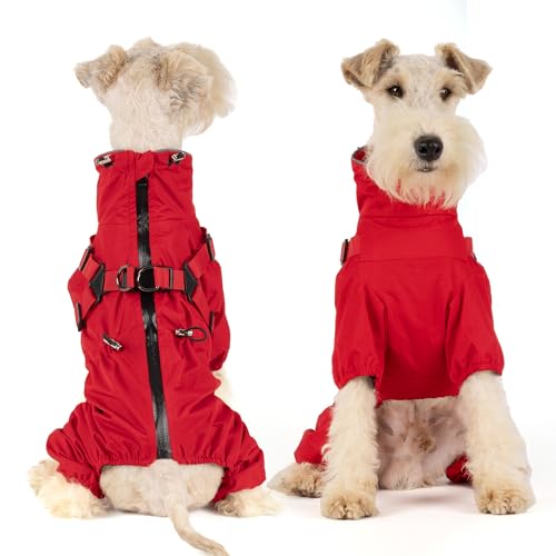 Waterproof Dog Raincoat (M Back Length 14.6" / Red)