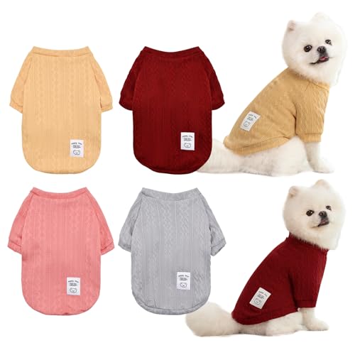 4 Pack Dog Knitted Sweater Dog Clothes for Small Medium Dogs (Medium)