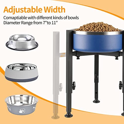 Single Dog Bowl Stand (Adjustable Wide 7"-11" Height: 8.5"-14.5")